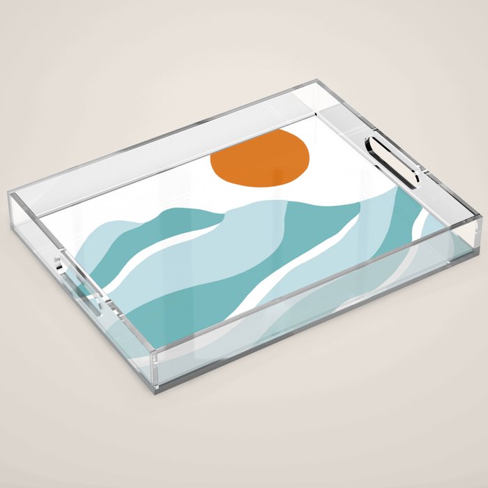 blue mountain sunset Acrylic Tray Gallery Image 1