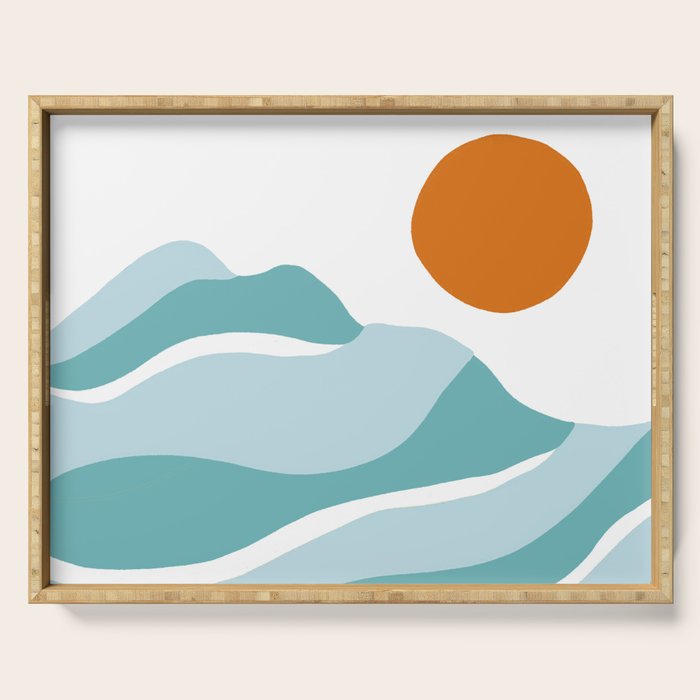blue mountain sunset Serving Tray Gallery Image 1