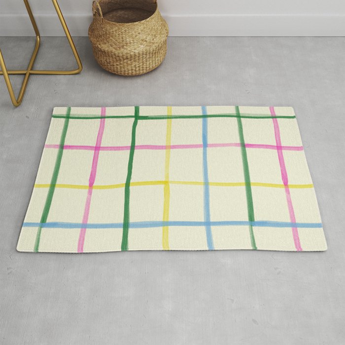 Abstract Tennis Net Pattern in Cream Rug Gallery Image 1
