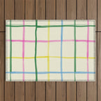 Abstract Tennis Net Pattern in Cream Outdoor Rug Gallery Image 1