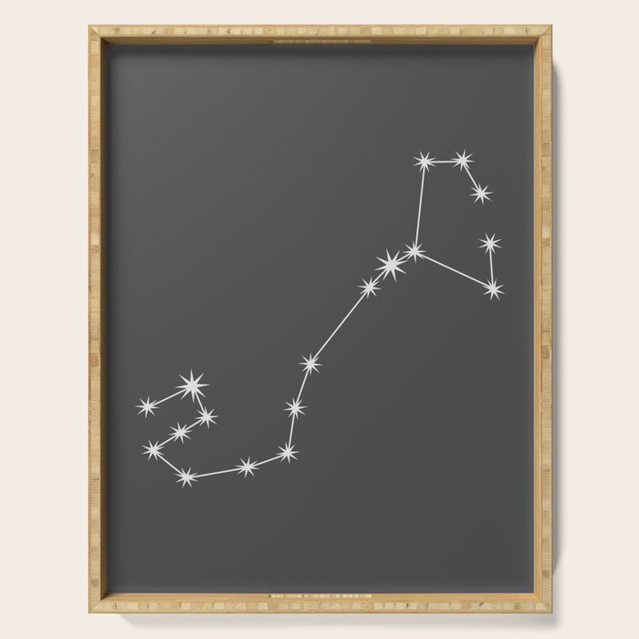 Scorpio Zodiac Star Constellation Line Art Grey Serving Tray Gallery Image 1