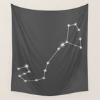 Scorpio Zodiac Star Constellation Line Art Grey Wall Tapestry Gallery Image 4