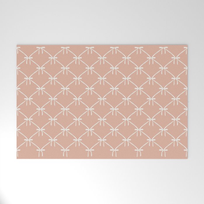 Bows & Ribbons Pattern XLVI Peach Pink Welcome Mat Gallery Image 1