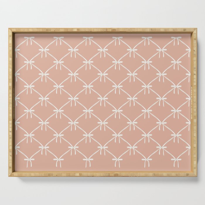 Bows & Ribbons Pattern XLVI Peach Pink Serving Tray Gallery Image 1