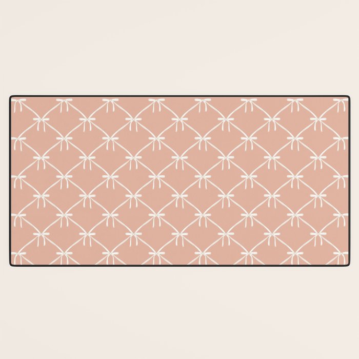 Bows & Ribbons Pattern XLVI Peach Pink Desk Mat Gallery Image 3