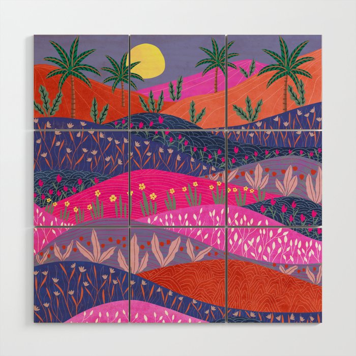 Sunset Mountains Wood Wall Art Gallery Image 1