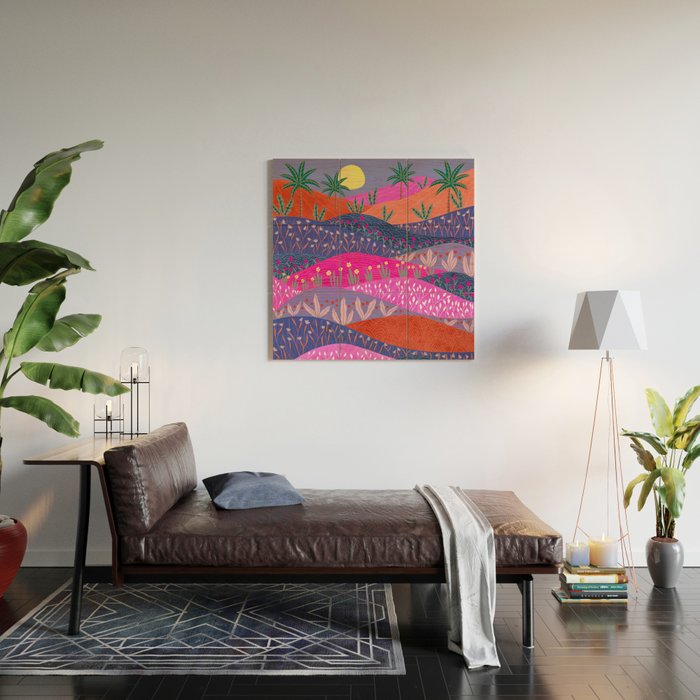 Sunset Mountains Wood Wall Art Gallery Image 2