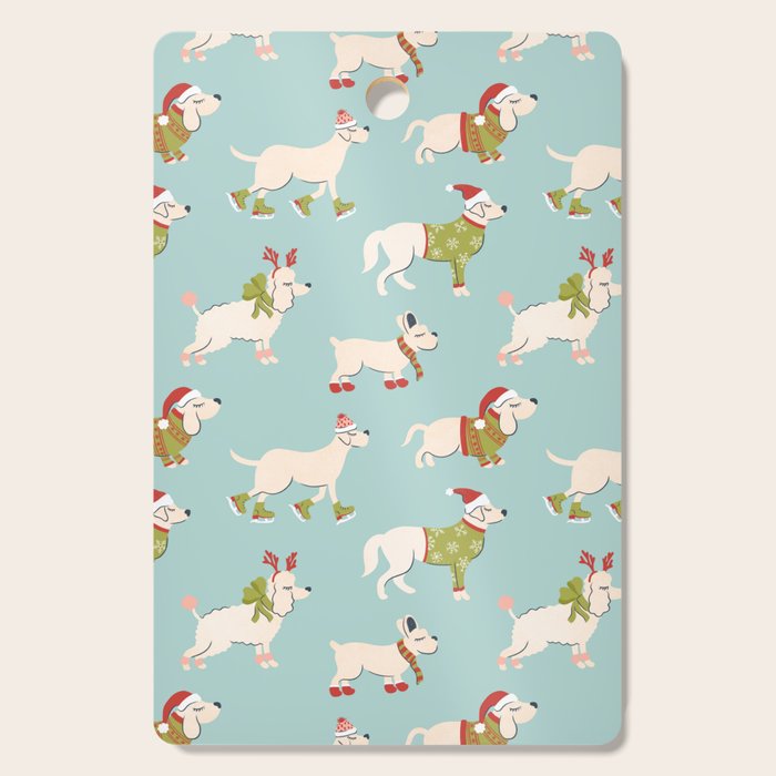 Retro Christmas - Winter Dogs Cutting Board Gallery Image 1