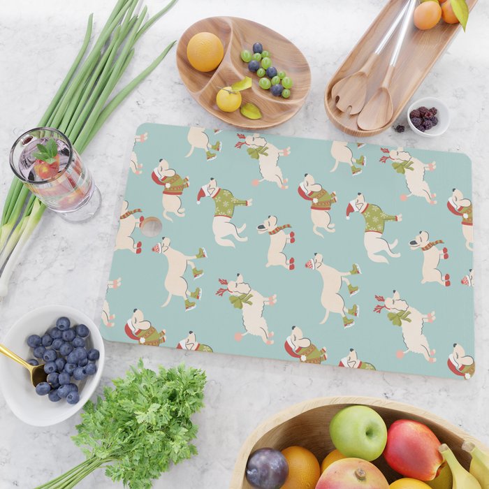 Retro Christmas - Winter Dogs Cutting Board Gallery Image 2