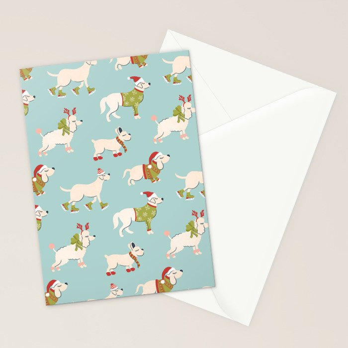 Retro Christmas - Winter Dogs Stationery Card Gallery Image 2