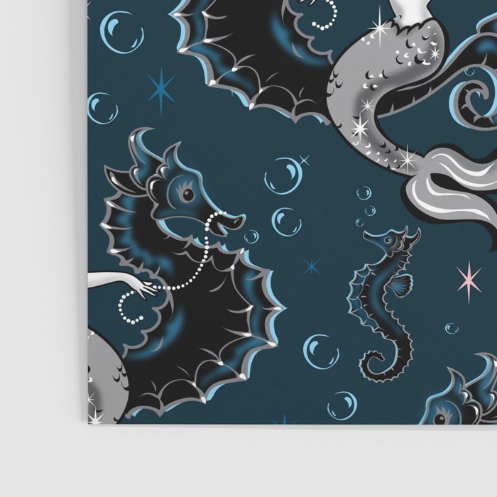 Pearla the Mermaid Riding on a Seahorse Poster Gallery Image 3