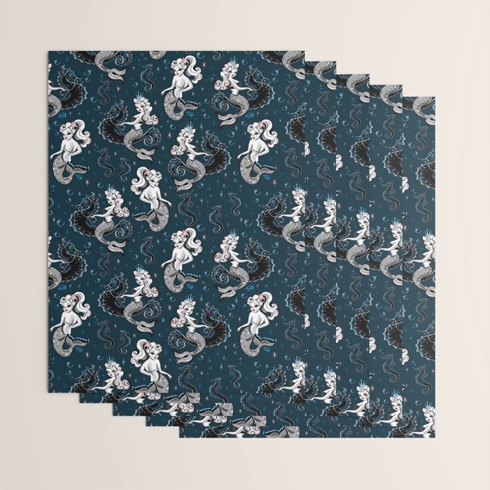 Pearla the Mermaid Riding on a Seahorse Wrapping Paper Gallery Image 3