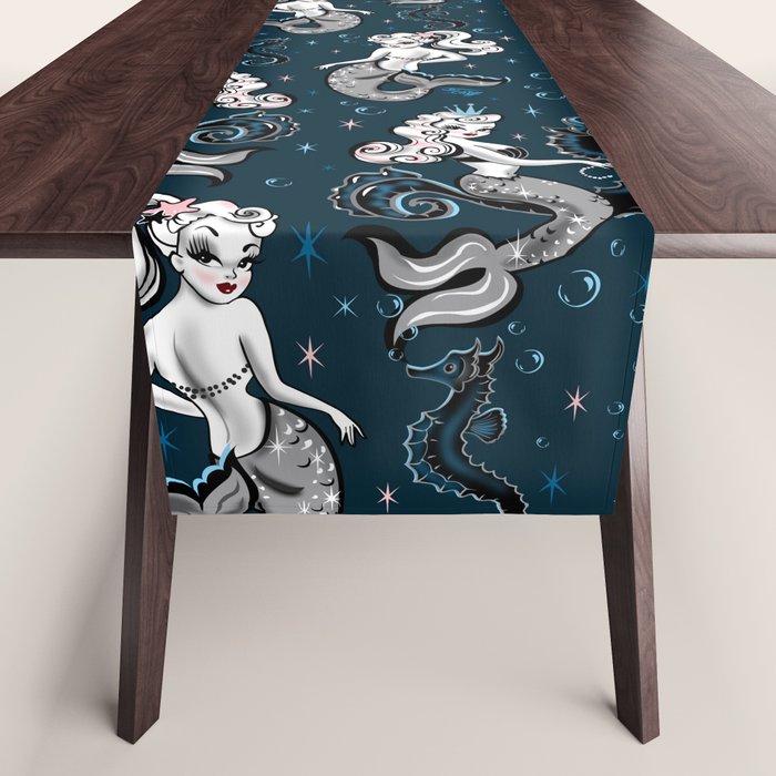 Pearla the Mermaid Riding on a Seahorse Table Runner Gallery Image 1