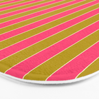 Bold Stripes Vertical Colorful Eclectic Pink and Chartreuse Pattern Bath Mat Gallery Image 3