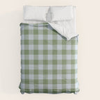Gingham Plaid Pattern in Soft Sky and Sea Grass Tones Comforter Gallery Image 6