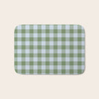 Gingham Plaid Pattern in Soft Sky and Sea Grass Tones Bath Mat Gallery Image 1