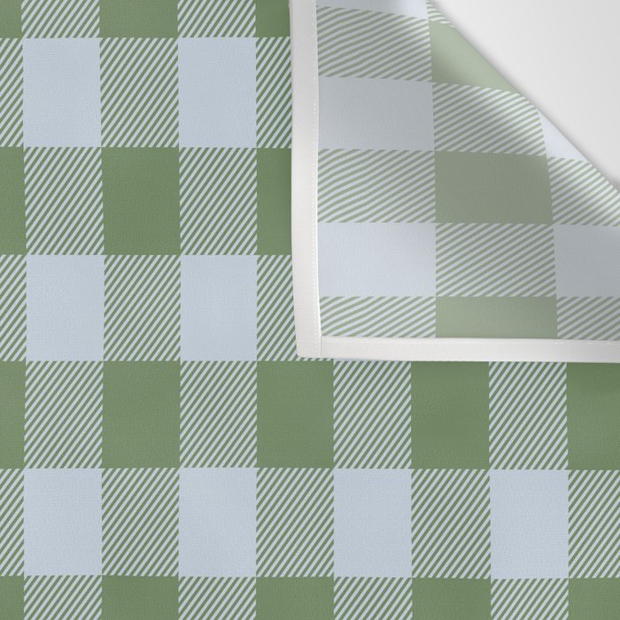 Gingham Plaid Pattern in Soft Sky and Sea Grass Tones Wall Tapestry Gallery Image 3
