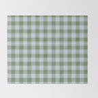 Gingham Plaid Pattern in Soft Sky and Sea Grass Tones Throw Blanket Gallery Image 2