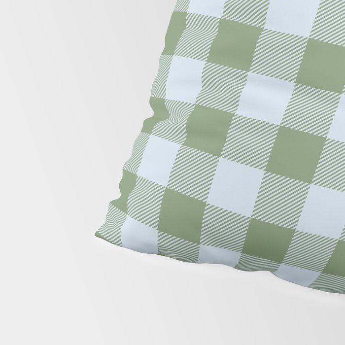 Gingham Plaid Pattern in Soft Sky and Sea Grass Tones Pillow Sham Gallery Image 4
