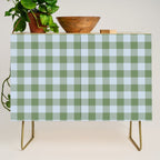 Gingham Plaid Pattern in Soft Sky and Sea Grass Tones Credenza Gallery Image 1