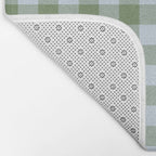 Gingham Plaid Pattern in Soft Sky and Sea Grass Tones Bath Mat Gallery Image 2