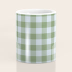 Gingham Plaid Pattern in Soft Sky and Sea Grass Tones Coffee Mug Gallery Image 4