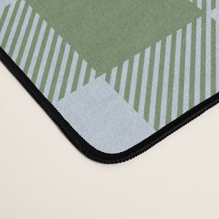 Gingham Plaid Pattern in Soft Sky and Sea Grass Tones Desk Mat Gallery Image 4