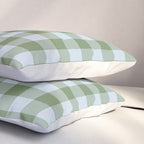 Gingham Plaid Pattern in Soft Sky and Sea Grass Tones Pillow Sham Gallery Image 3