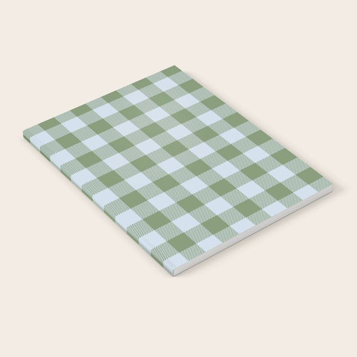 Gingham Plaid Pattern in Soft Sky and Sea Grass Tones Notebook Gallery Image 2