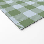 Gingham Plaid Pattern in Soft Sky and Sea Grass Tones Welcome Mat Gallery Image 2