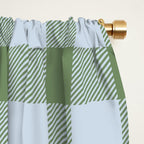 Gingham Plaid Pattern in Soft Sky and Sea Grass Tones Window Curtain Gallery Image 2