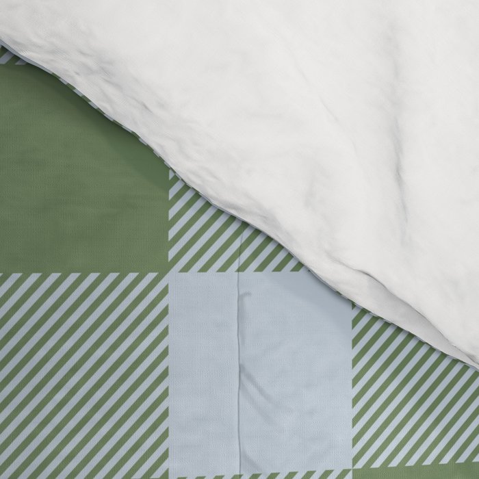 Gingham Plaid Pattern in Soft Sky and Sea Grass Tones Comforter Gallery Image 4