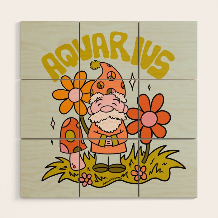 Aquarius Gnome Wood Wall Art Gallery Image 1