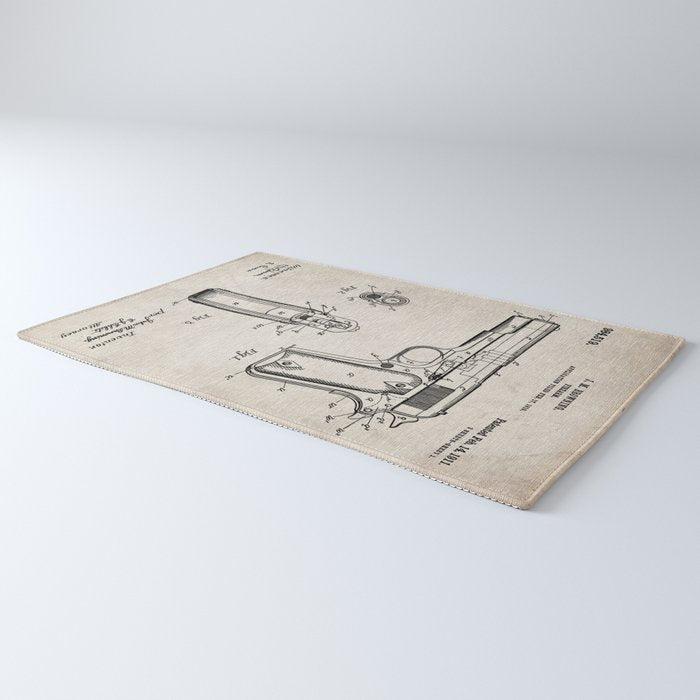 Colt Pistol Patent - Browning 1911 Colt Art - Antique Rug Gallery Image 3