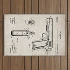 Colt Pistol Patent - Browning 1911 Colt Art - Antique Outdoor Rug Gallery Image 1