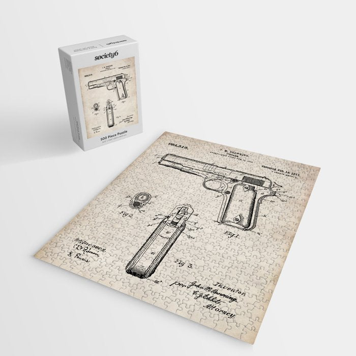 Colt Pistol Patent - Browning 1911 Colt Art - Antique Jigsaw Puzzle Gallery Image 2
