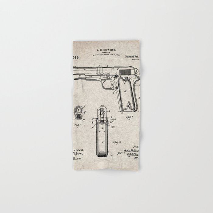 Colt Pistol Patent - Browning 1911 Colt Art - Antique Towels Gallery Image 1