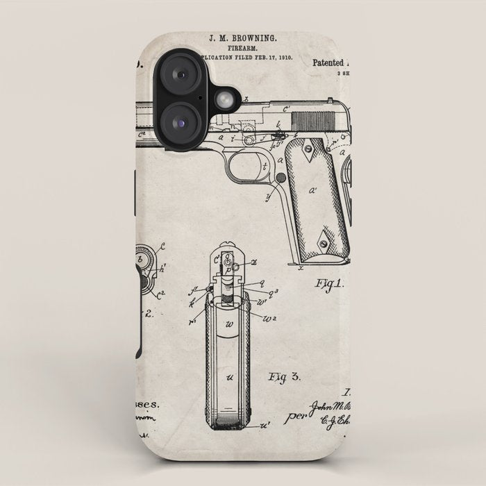 Colt Pistol Patent - Browning 1911 Colt Art - Antique iPhone Case Gallery Image 1