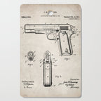 Colt Pistol Patent - Browning 1911 Colt Art - Antique Cutting Board Gallery Image 1