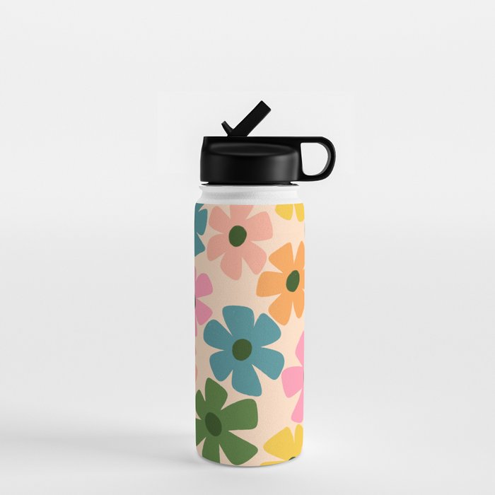 Retro Flower - Big Daisy Cream background Water Bottle Gallery Image 1