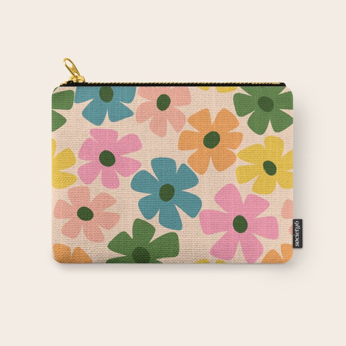 Retro Flower - Big Daisy Cream background Carry All Pouch Gallery Image 1