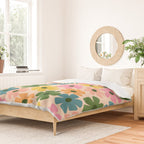 Retro Flower - Big Daisy Cream background Duvet Cover Gallery Image 2