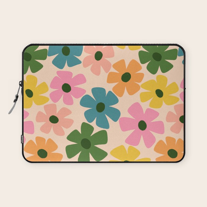 Retro Flower - Big Daisy Cream background Laptop Sleeve Gallery Image 1