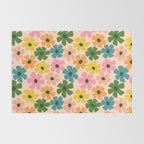 Retro Flower - Big Daisy Cream background Rug Gallery Image 2