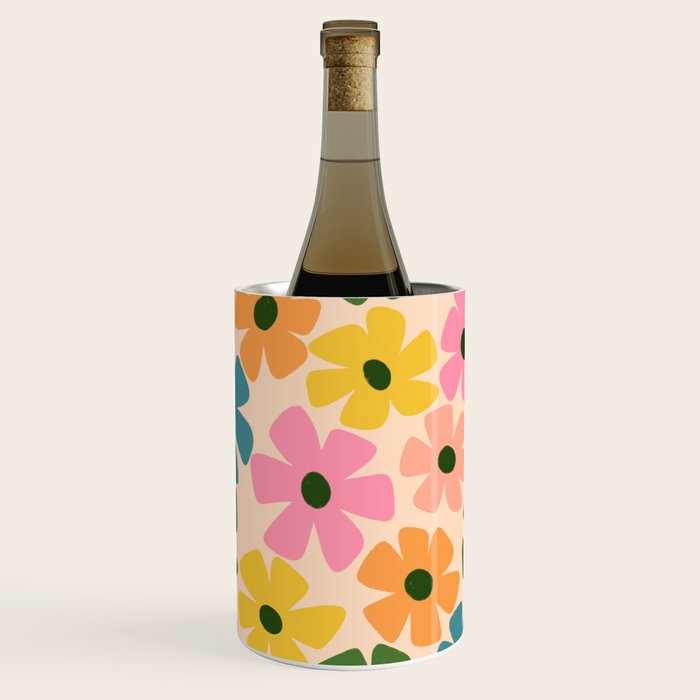 Retro Flower - Big Daisy Cream background Wine Chiller Gallery Image 3