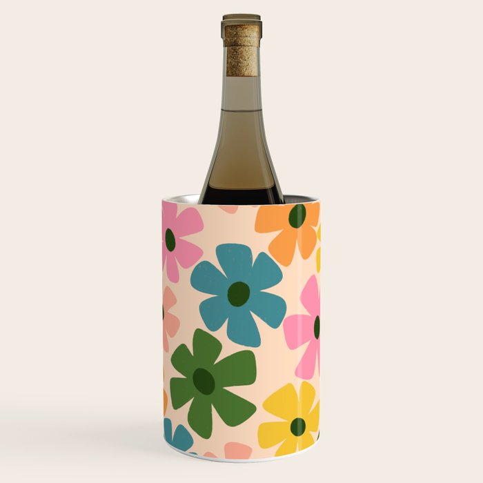 Retro Flower - Big Daisy Cream background Wine Chiller Gallery Image 1
