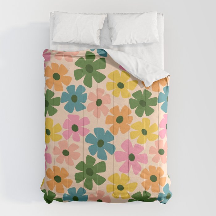Retro Flower - Big Daisy Cream background Comforter Gallery Image 1