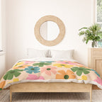 Retro Flower - Big Daisy Cream background Duvet Cover Gallery Image 3