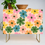 Retro Flower - Big Daisy Cream background Credenza Gallery Image 1