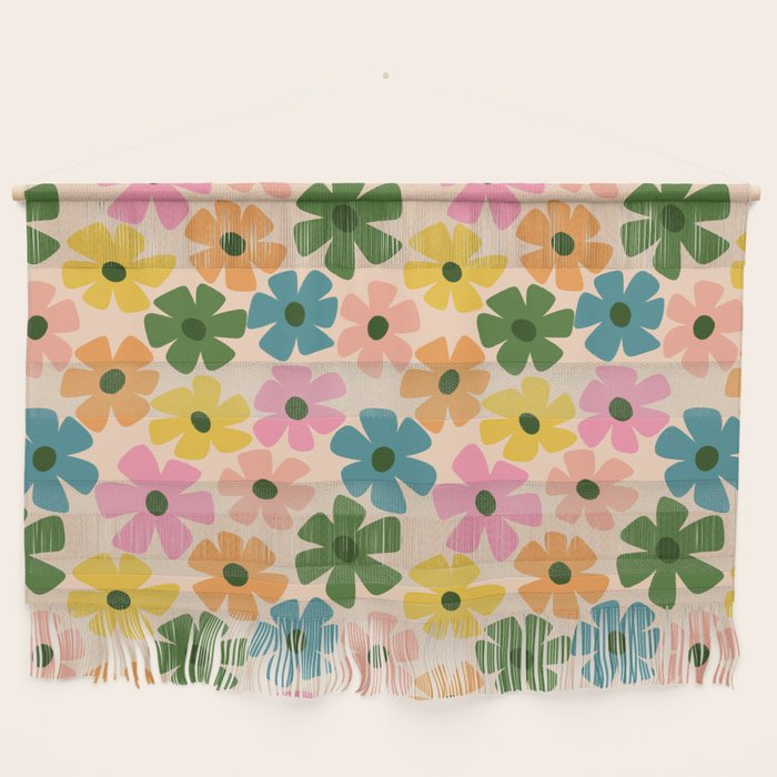 Retro Flower - Big Daisy Cream background Wall Hanging Gallery Image 1